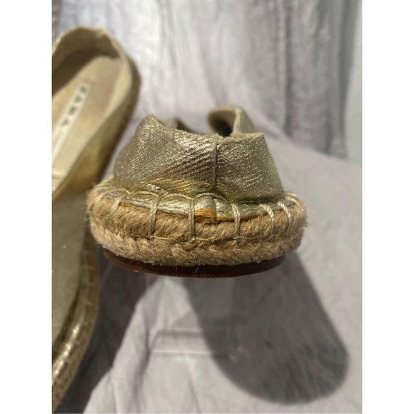Zara Trafaluc espadrilles slide in flat gold pointy toe ladies SZ 39 - Picture 8 of 9